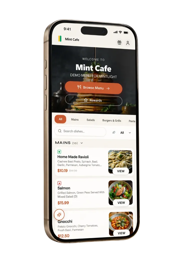 Mint Light Complete Restaurant OS Interface
