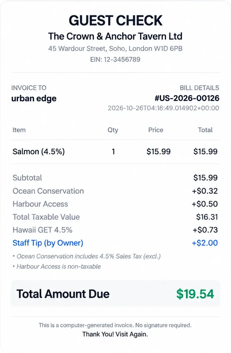 UniBill Minimalist Thermal and Digital Guest Check Receipt Invoice